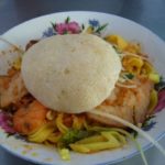 ダナン名物幅広汁なし麺「ミークアン(MI QUANG)」にコンデンスミルクたっぷりのベトナムコーヒー 　2007ベトナム旅行